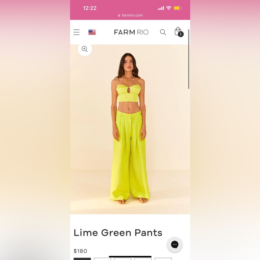 Lime green linen wide leg pants
